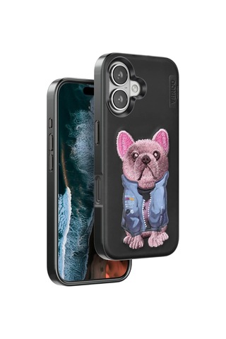 Durukar Apple, Uyumlu iPhone 16 Cute Desenli Kapak - Siyah