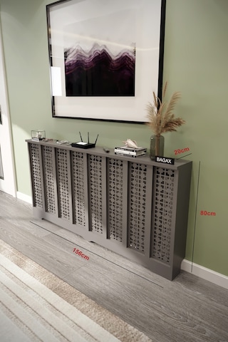 Petek Kaplama Modern Radyatör Kapatma Ünitesi Ön Panel Mdf Tasarım İç Ölçü 156 Cm Dış Ölçü 160 Cm Petek 156 Antrasit D8