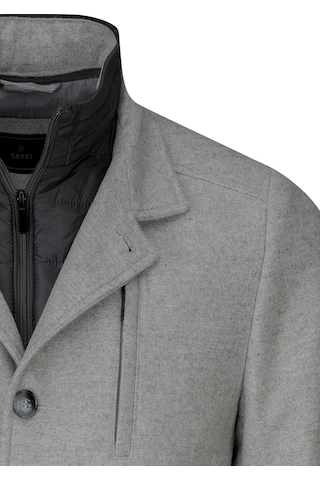 Hatemoğlu Gri Slim Fit Hakim Yaka Yünlü Kaşe Palto 2982372 Gri