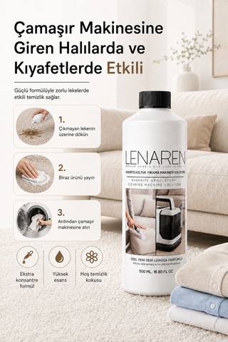 Lenaren Washrite Halı Ve Koltuk Yıkama Makinesi Şampuanı 500 Ml Konsantre Leke Çıkarıcı Etkili Düşük Köpüklü Döşeme Temizleyici Tekli