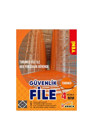 Turuncu Güvenlik File 2.5x8 M 4mm Kalın İp, 5x5cm Göz Aralığı