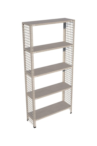 Rafburada 5 Katlı Galvaniz Tel Kafes Çelik Raf - Dekoratif Raf-31x60 cm-150 cm