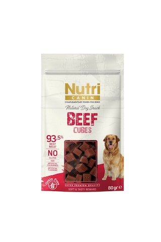 Nutri Canin Tahılsız Biftekli Küp Köpek Ödül Maması 80gr Nutri Canin Tahılsız Biftekli Küp Köpek Ödül Maması 80gr