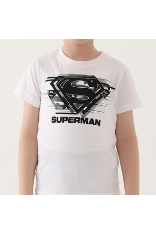 SuperMan L1644-3 Çocuk Beyaz Alt Üst Takım