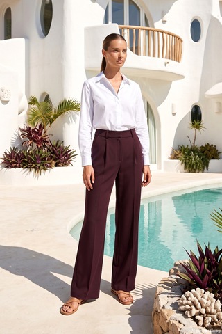 Lale Butik Pile Detay Palazzo Pantolon 16239 Bordo