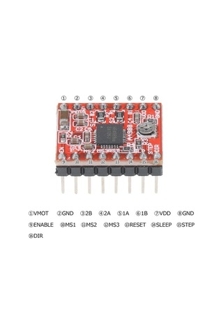Moly 5 Adet 3d Yazıcı A4988 Adım Motor Sürücü Modülü Soğutucu Kırmızı