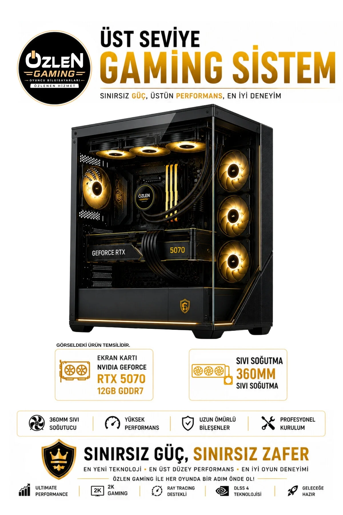 Özlen XL9 R7 7800X3D 16 GB 1 TB SSD RTX 5070 12 GB W11P Free Dos Masaüstü Oyuncu Bilgisayarı