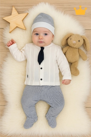 Babyhola 8 Parça Kravatlı Erkek Bebek Hastane Çıkış Seti Mavi 7061 Lacivert
