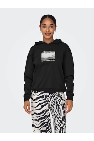 Only Kadın Sweatshirt Siyah 15329874 Onlcassıe L/s Photo Hood 25kw21000131 W21002