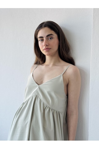 Retrobird Tasarım June Askılı Mini Elbise Kadın Su Yeşili-13909 Su Yeşili