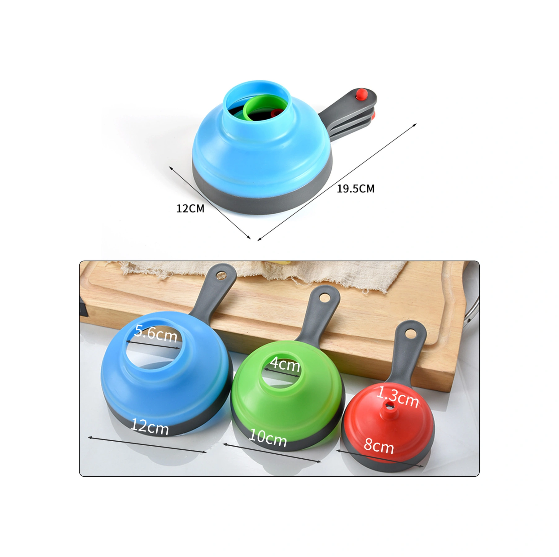 Yunboo 3'lü Silikon Katlanabilir Lehim Huni Seti - Geniş Açık, Çabuk Saklanabilir, Ev Fırını Ve Mutfak Araçları Çok Renkli