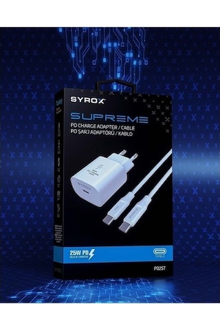 Syrox PD25T QC3.0 PD 25W Type-C to Type-C Hızlı Şarj Aleti Seti