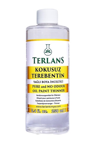 Terlans Yağlı Boya Seti Yardımcı Malzemeler 3x250ml Boya Fırça Temizleyici - Kokusuz Terebentin - Keten Yağı