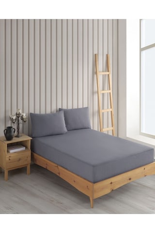 Çift Kişilik Renkli Mikro Set Mikro Fitted Sıvı Geçirmez Yastık Alezi Ve Yatak Alezi Seti Gri