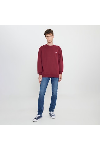 Lee Erkek Bordo Yuvarlak Yaka Sweatshirt Bordo
