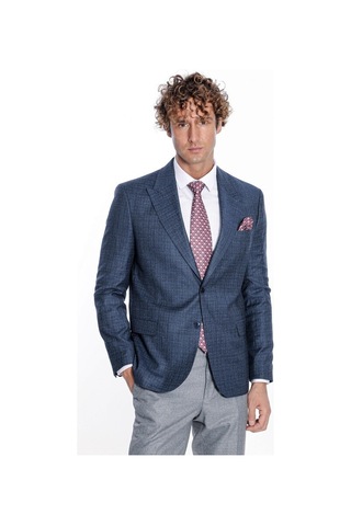 Wessi Desenli Slim Fit Lacivert Erkek Ceket 001