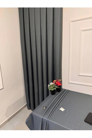 Nivemeshome Gri 140x220 Keten Masa Örtüsü Gri