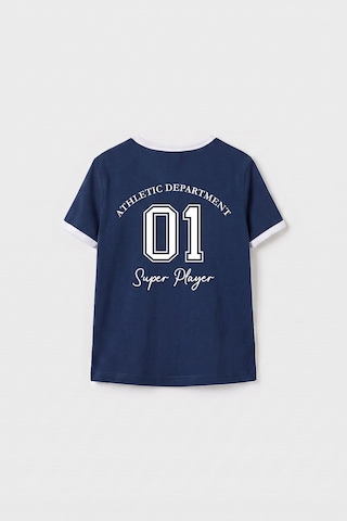 Parlament Omuz Biye Detaylı Baskılı Kız Çocuk T-shirt - 75181 Lacivert