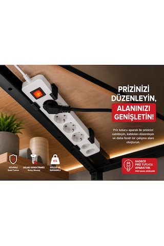 Veriqo 3d Masa Altı Uzatma Kablosu Tutucu Kablo Prizi Sabitleme Aparatı Vida Montajlı Diğer