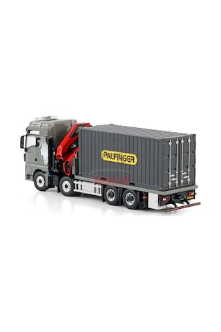 1/50 Man Tgx Xxl Euro 6c Facelıft Rıged Flatbed Truck 8x4 Wıth Palfınger Pk 480 Tec + 20ft Konteyner Vinçler