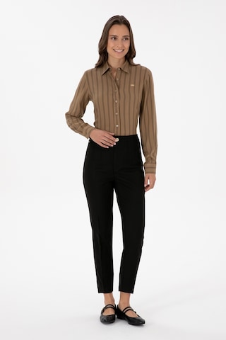 U.S. Polo Assn. Kadın Siyah Carrot High Waist Fit Kanvas Pantolon 50309266-VR046