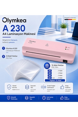 Olymkea A230 A4 Laminasyon Makinası&12 Adet Pvc Hediyeli