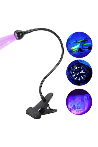 Powermaster Uv Mor Işık - Yapışkan Kurutma Lambası Esnek Masa Lambası 3 Watt