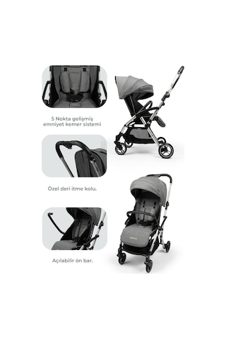 Kanz Marcus Kolay Katlanabilen Kabin Travel Sistem Bebek Arabası Heavy Grey