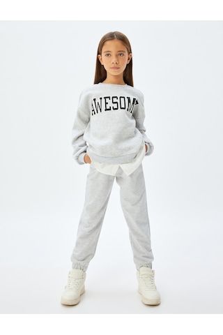 Koton Basic Jogger Eşofman Altı Beli Lastikli Çift Bel Detaylı Kar Melanj 5wkg40230ak Gri Melanj