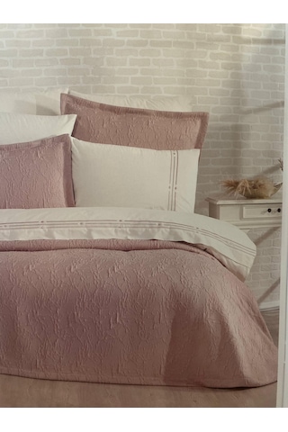 Modern Yatak Örtüsü Seti 9 Parça Pudra Pudra
