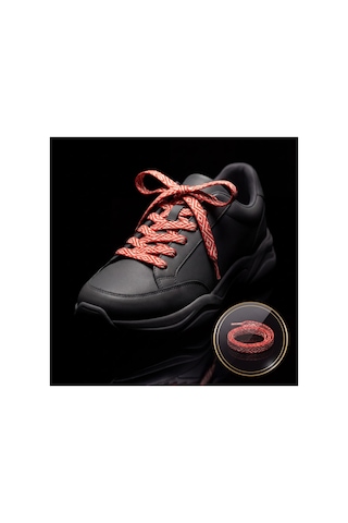 Last İcon Kırmızı Krem Baklava Desenli Yassı Ayakkabı Bağcığı Spor Sneaker Çok Renkli