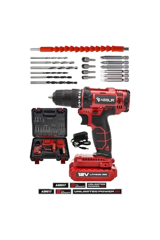 Assur 12V Metal Şanzıman Çift Akülü Bakır Sargı Akülü Vidalama Şarjlı Matkap - 2138