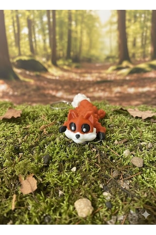 Eklemli Tilki Anahtarlık Oynar Yapılı 3d Baskı Model Kahverengi