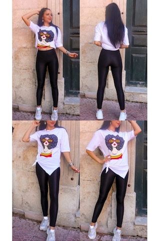 Butikgiz Kadınyüksek Bel Tam Toparlayıcı Siyah Parlak Disco Taytsiyahs Siyah