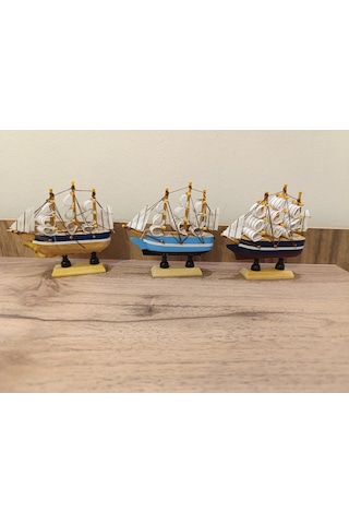 Yelkenli Ahşap Gemi Mini Boy-dekoratif-10 Cm Model 1004 Balıkhediyelik 1 Adet