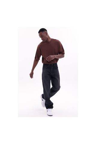 Freemen Erkek Baggy Bol Kesim Kot Pantolon Koyu Siyah