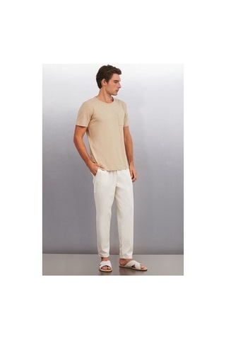 5in1Canpolat Bej Renk Erkek Oversize T-shirt Modası 750
