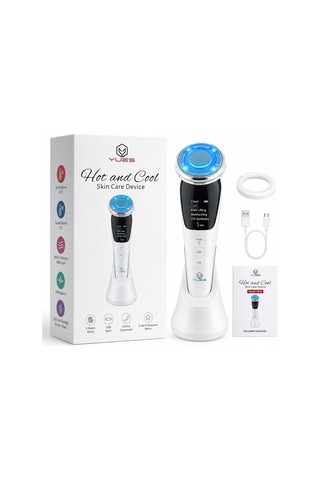 Hot & Cool Ems Cilt Bakım Cihazı, Sıcak Soğuk Yüz Masaj Aleti, Led Işık Destekli, Mikro Titreşimli, Şarjlı Yüz Bakım Cihazı, Temizleme, Nemlendirme Ve Bakım Modları, Model D818