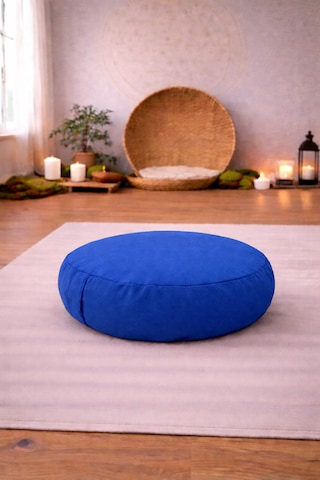Yuvarlak Zafu Meditasyon Minderi & Bolster Minderi İkili Yoga Meditasyon Minder Seti Saks Mavi