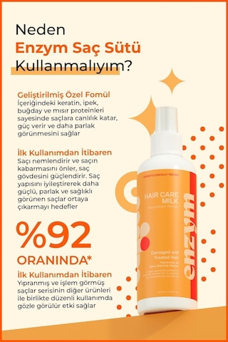 Enzym Cosmetıcs Kuru, Yıpranmış Ve Işlem Görmüş Saçlara Özel Saç Bakım Sütü Sprey 200 Ml