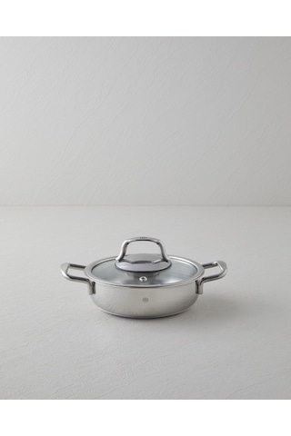 English Home Glow Çelik Cam Kapaklı Sahan 16x5 Cm Silver Silver