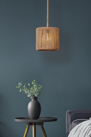 Jüt Serisi Frezya Çift Halatlı Sarkıt Avize Ahşap