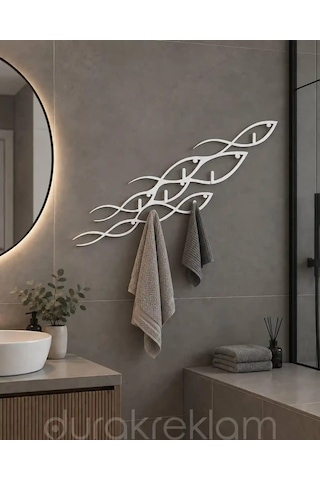 Dekoratif Metal Duvar Askılığı 80 Cm Balık Figürlü, 3 Mm Dkp Sac, Fırın Boyalı Siyah