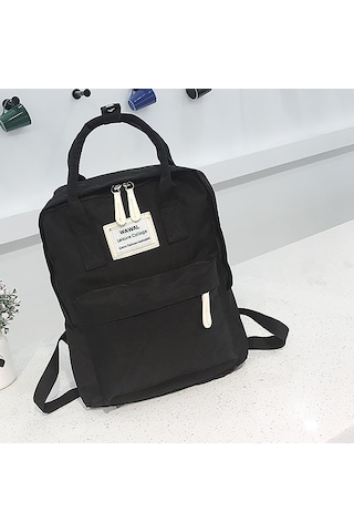 Suofeng Koyu Siyah Su Geçirmez Nylon Okul Çanta - Üniversite Öğrenci Stilinde Dayanıklı Çift Askılı Sırt Çantası Siyah