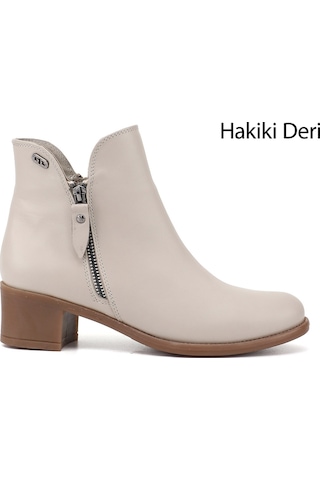 Gönderi(R) Gönderi R Kadın Bej Antik Çift Fermuarlı Kalın Topuklu Hakiki Deri Bot Gkzb13452424 Bej