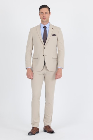 İmza Bej Kırlangıç Yaka Kelebek Astar 6 Drop Slim Fit Beli Lastikli Takım Elbise 1001250176 Bej