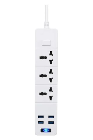 Aubyhe 7'li Akıllı Güç Çizgisi: 3 Ac Prizi + 4 Usb Port 5v/3.1a , Aşırı Akım/kısa Devre Koruma, 1.8m Uzun Kablolu, Ev/ofis/seyahat İçin