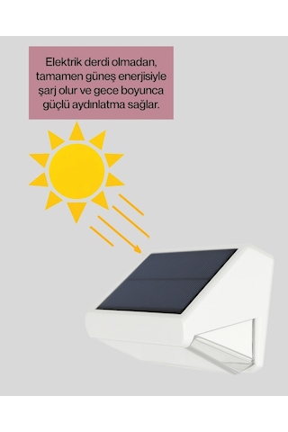 Güneş Enerjili 3 Modlu Duvar Apliği Bahçe Ve Garaj Aydınlatması Çok Renkli