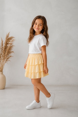 Eray Alp Kids Kız Çocuk Tişört Müslin Etek Takımı Yazlık Günlük Model Sarı