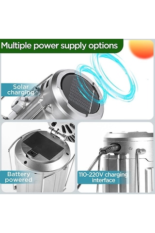 Bloomnest Taşınabilir Güneş Enerjili Kamp Çadırı Fanı Ve Feneri, Kasırga Acil Durum Kiti Asorti Çok Renkli